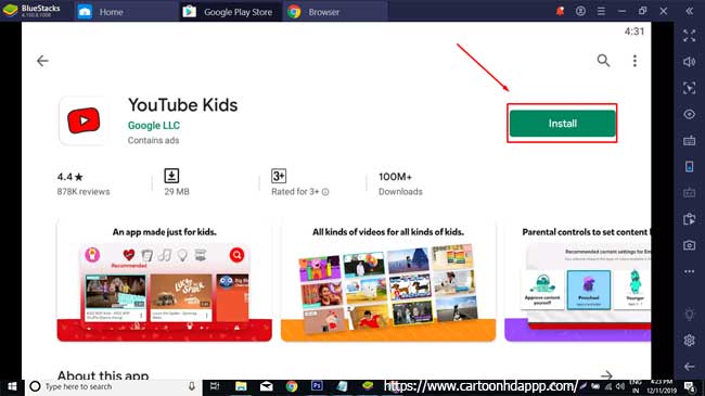 YouTube Kids app for windows